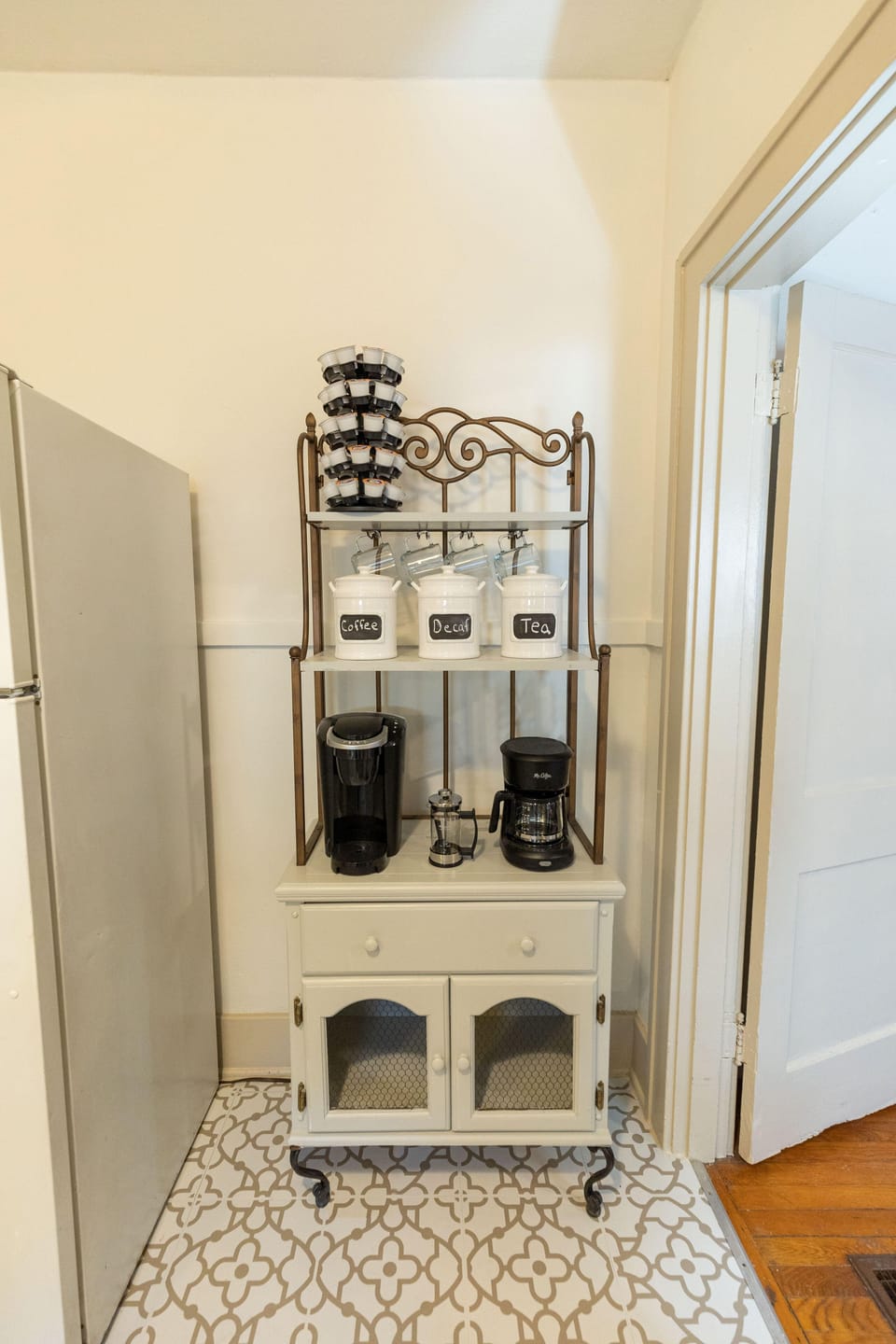 Standard Coffee Maker + Keurig + French Press + Hot Water Kettle.