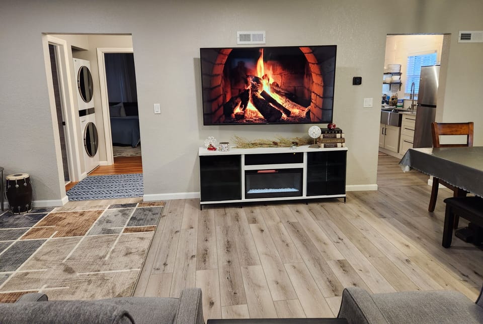 large screen TV either a Netflix , Prime and other streaming channels. 