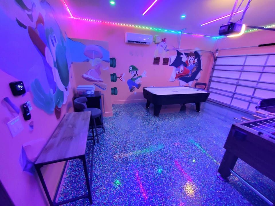 Super Mario Game Room with Glow In The Dark Floor