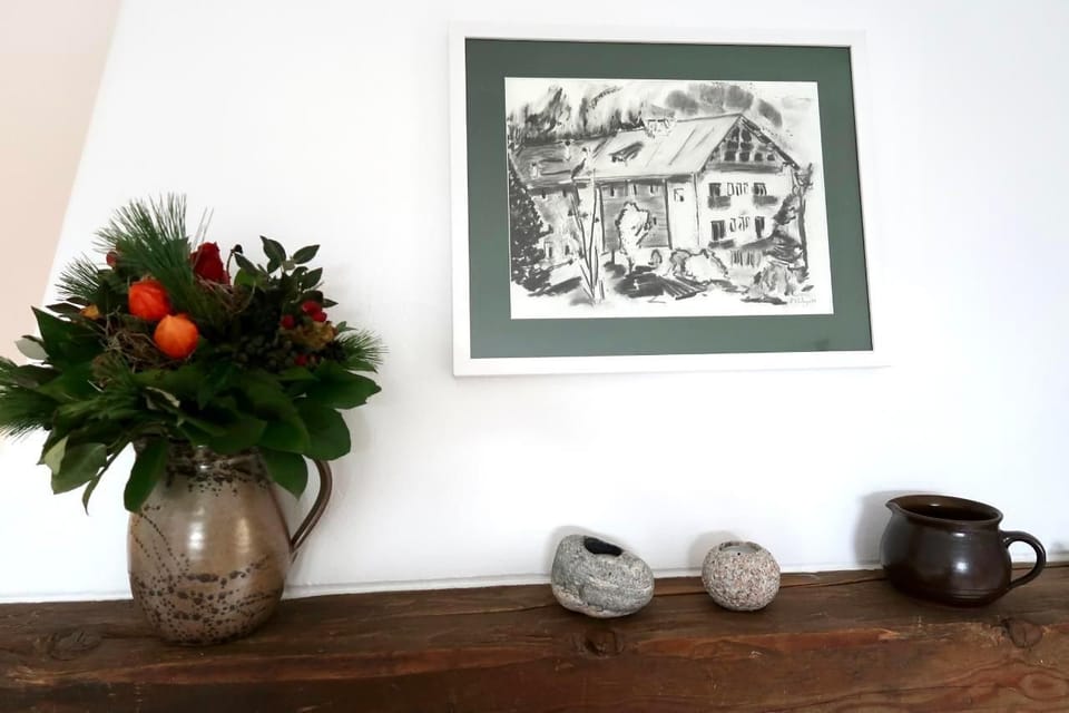 charcoal drawing of the “Chesa Engel” made by an artist