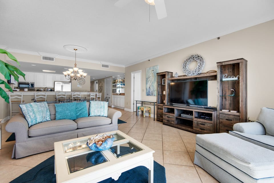 Enjoy a movie on the flat screen TV