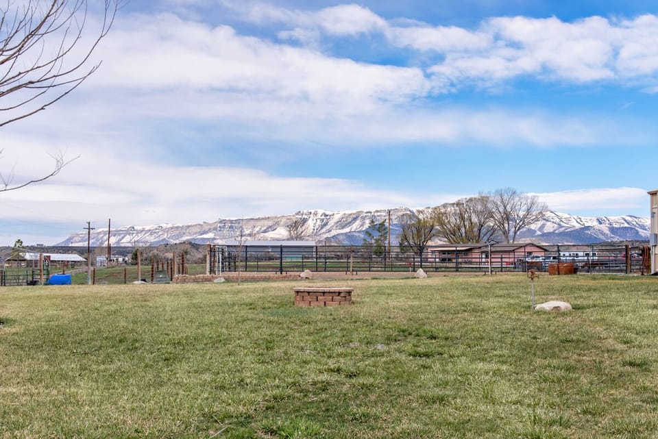 Back yard, fire pit and views