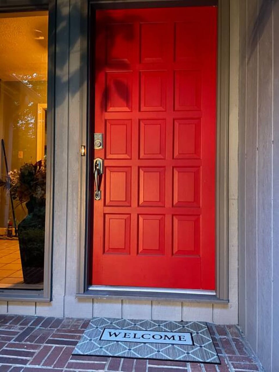 Front door with keypad for entry