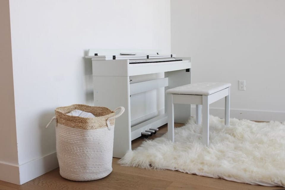 Elegant upright piano for family music time