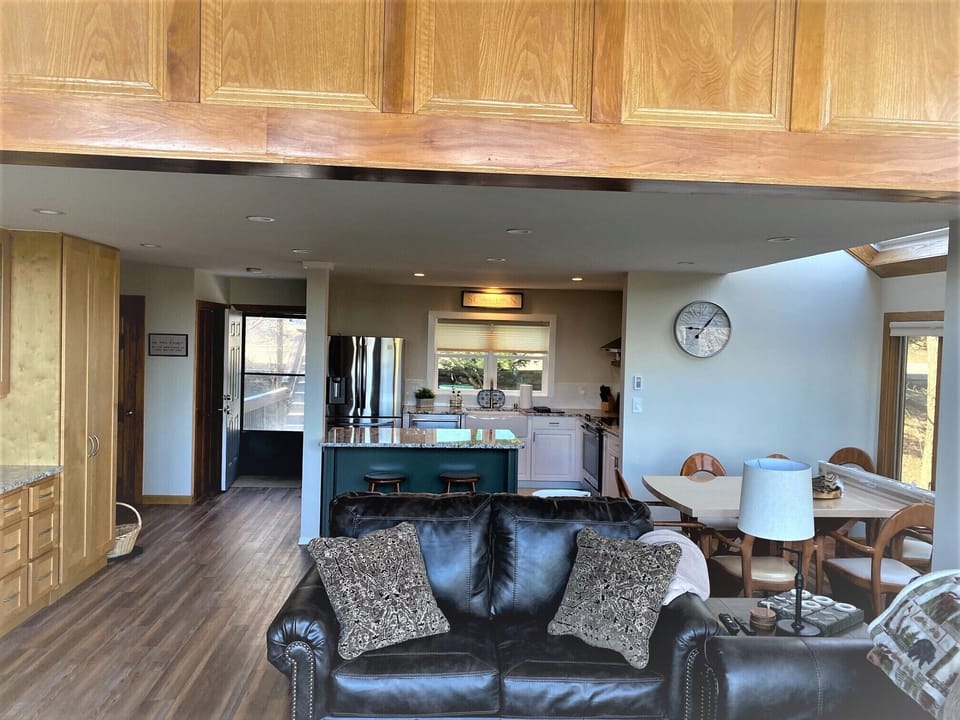 View from living room into kitchen