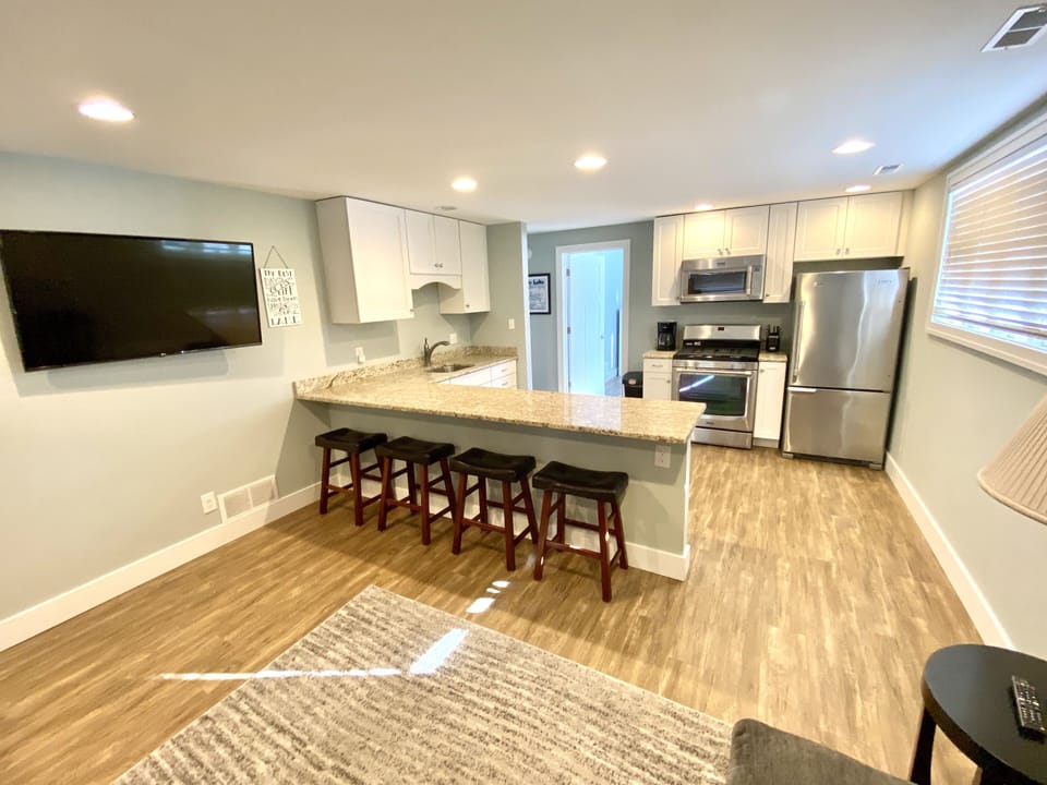 Downstairs kitchen/seating area