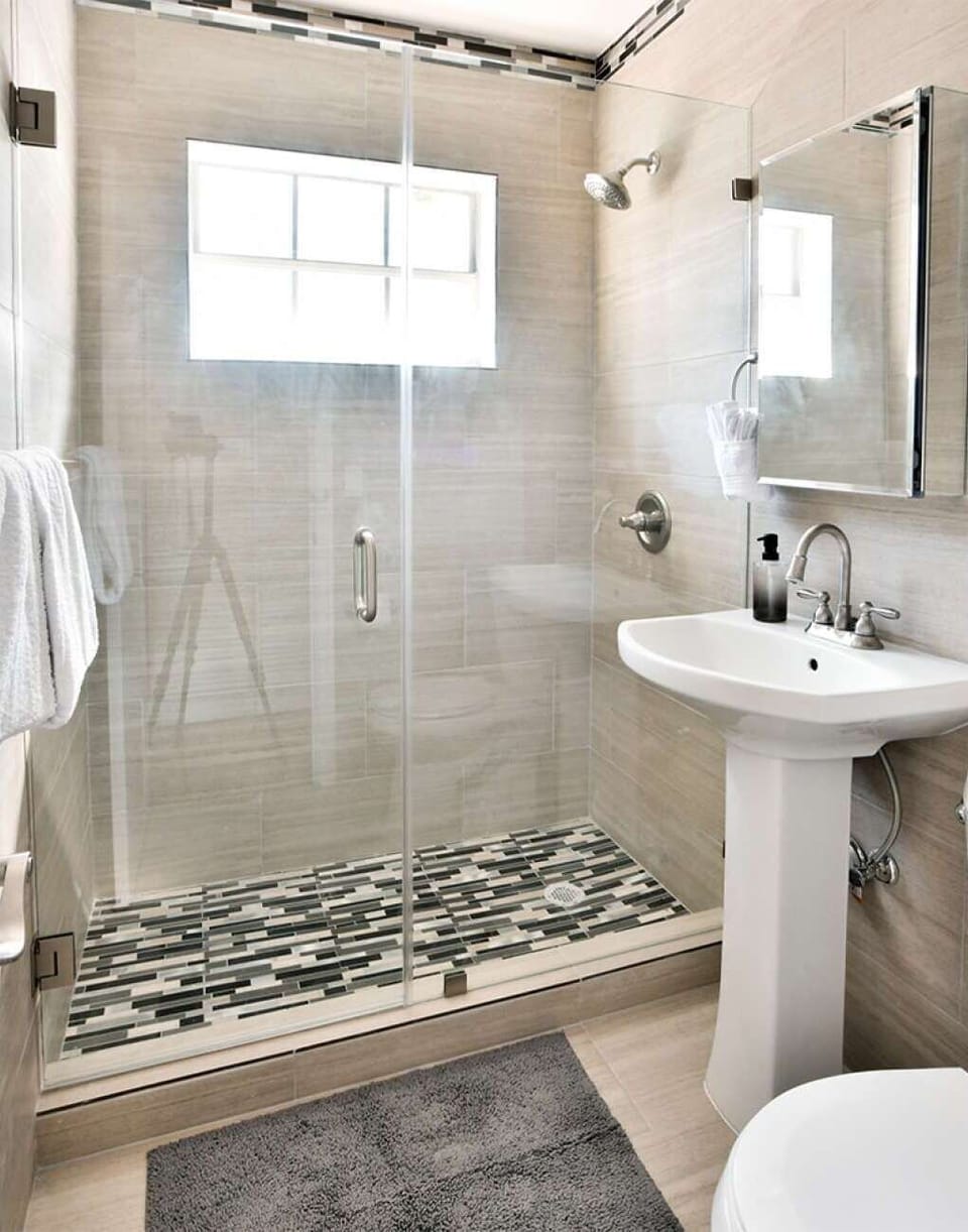 Sleek modern shower area.