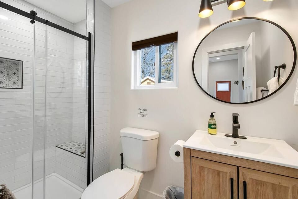 Remodeled Bathroom with Tiled Walk-in Shower (with Bench!)