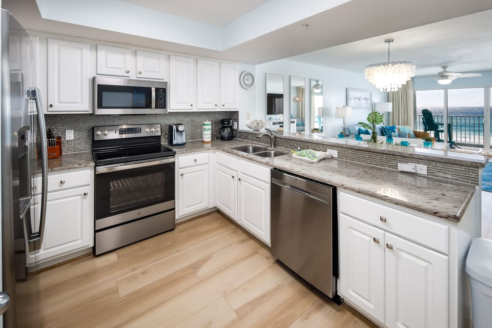 Kitchen with Granite and Stainless Upgrades - 
Gulf Dunes 408 Fort Walton Beach Okaloosa Island Vacation Rentals