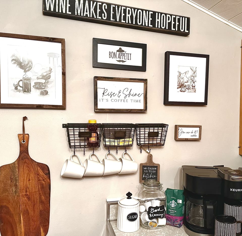 Complimentary hot beverage bar - coffee, tea, hot chocolate - yum!