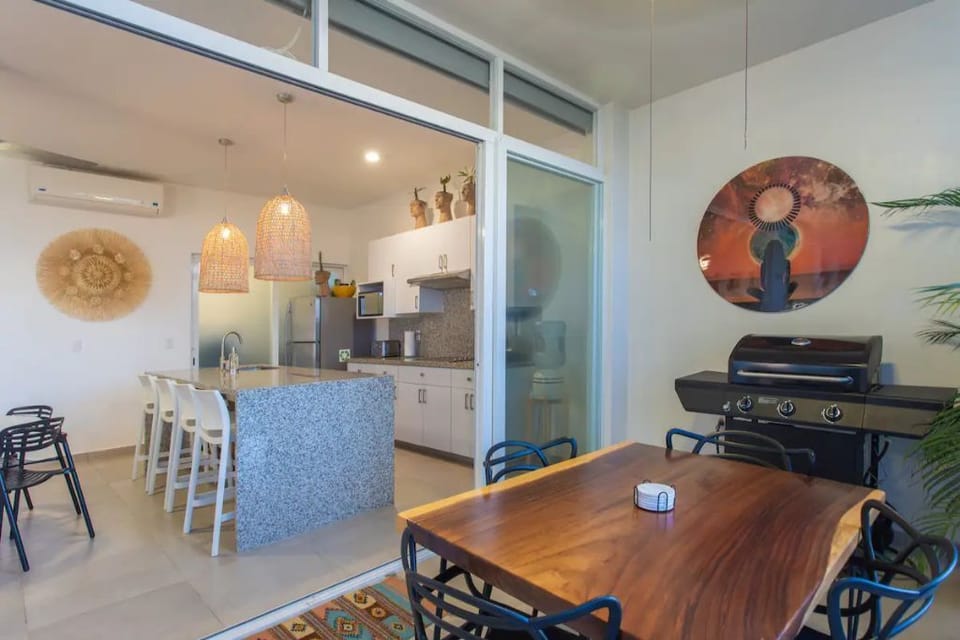 Downstairs terrace and kitchen