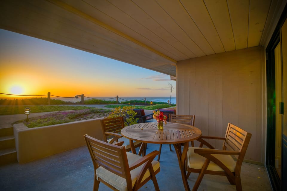 Enjoy a glass of wine or dinner outdoors at your private outdoor dining table