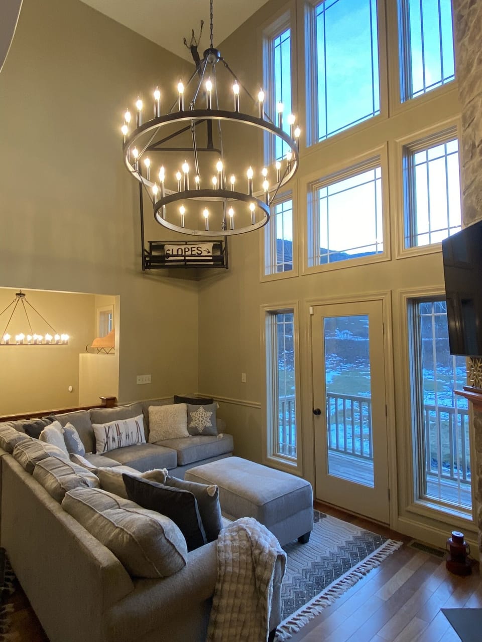 Brand new Living Room with Balcony overlooking slopes and ski lifts