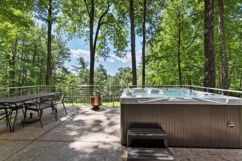 Let the stress melt away as you soak in the private hot tub.

