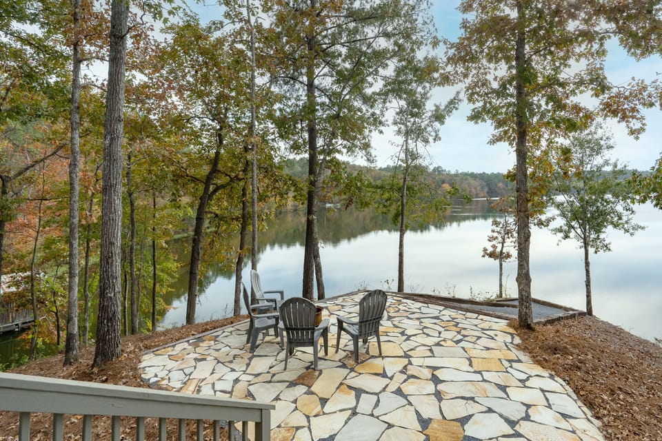 Awesome view from the stone patio overlooking the lake!