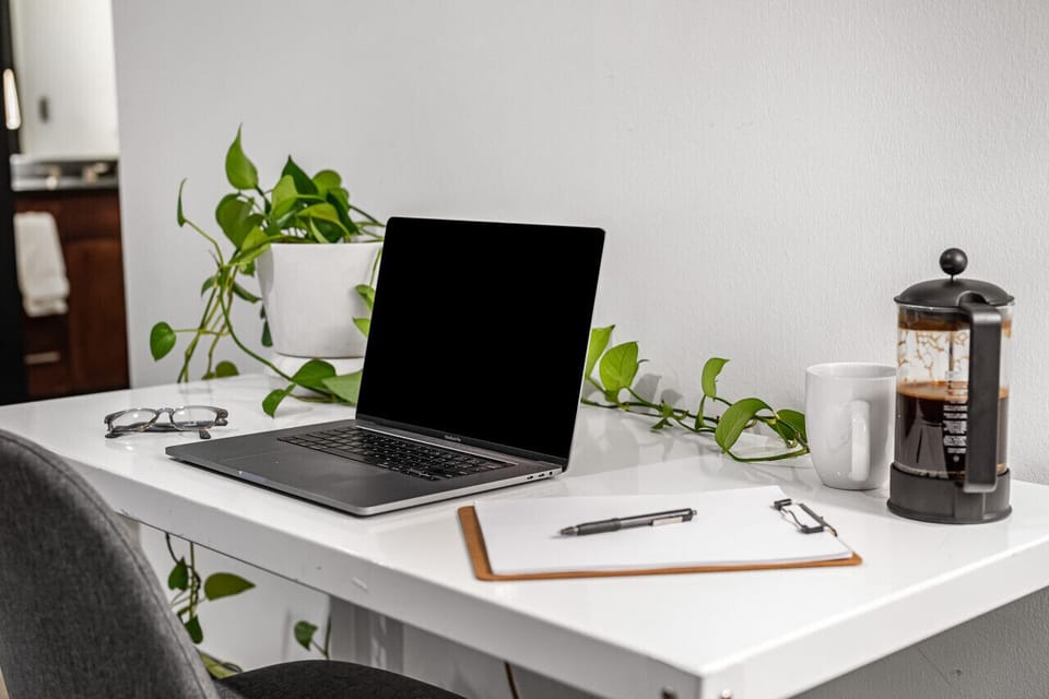 Dedicated workspace in the basement