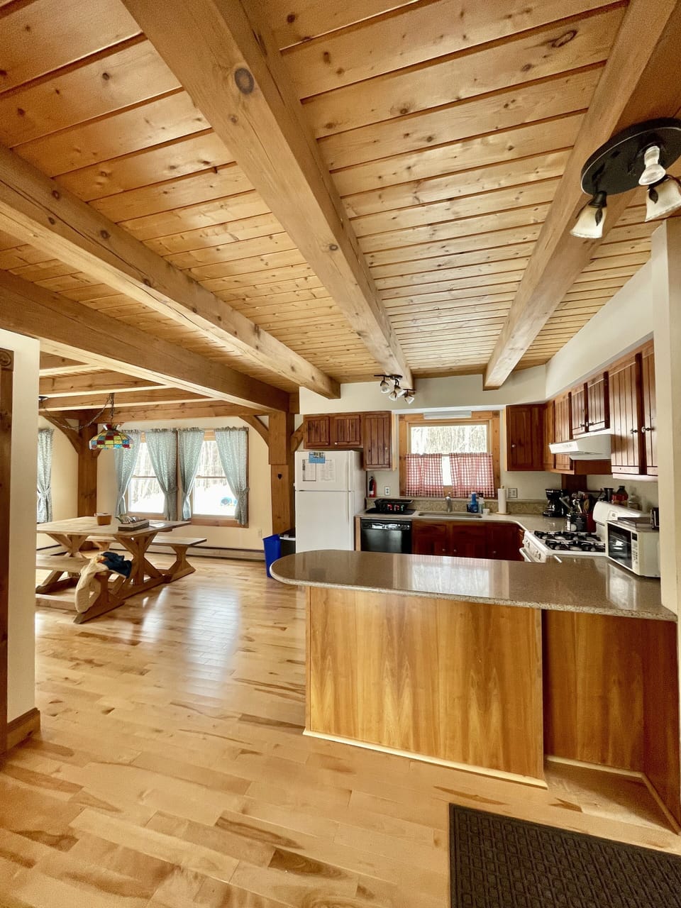 Kitchen open to dining and living rooms