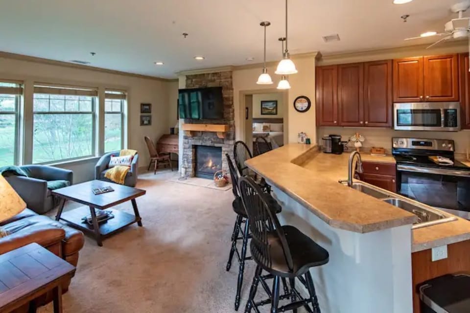 Living room and kitchen area