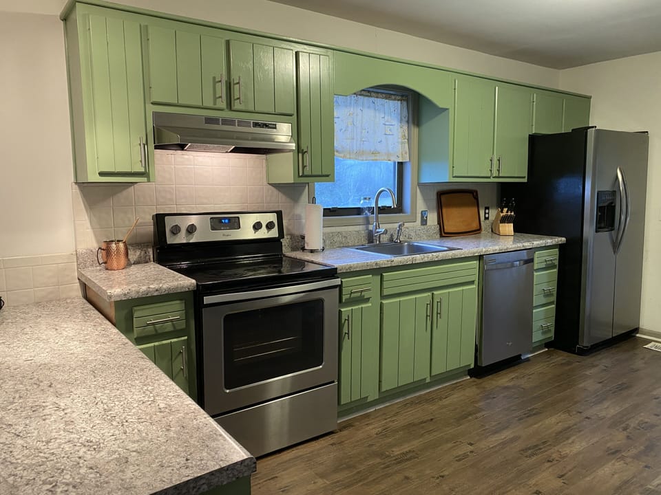 The Farm House kitchen has modern appliances, great for entertaining groups.