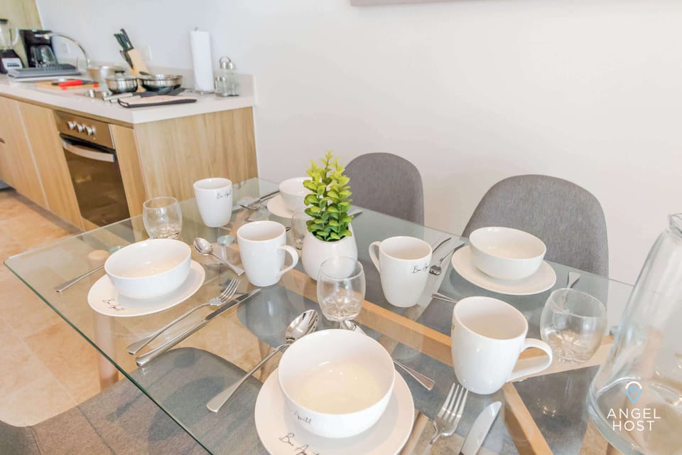 Quality dishware and stylish table for dining at home