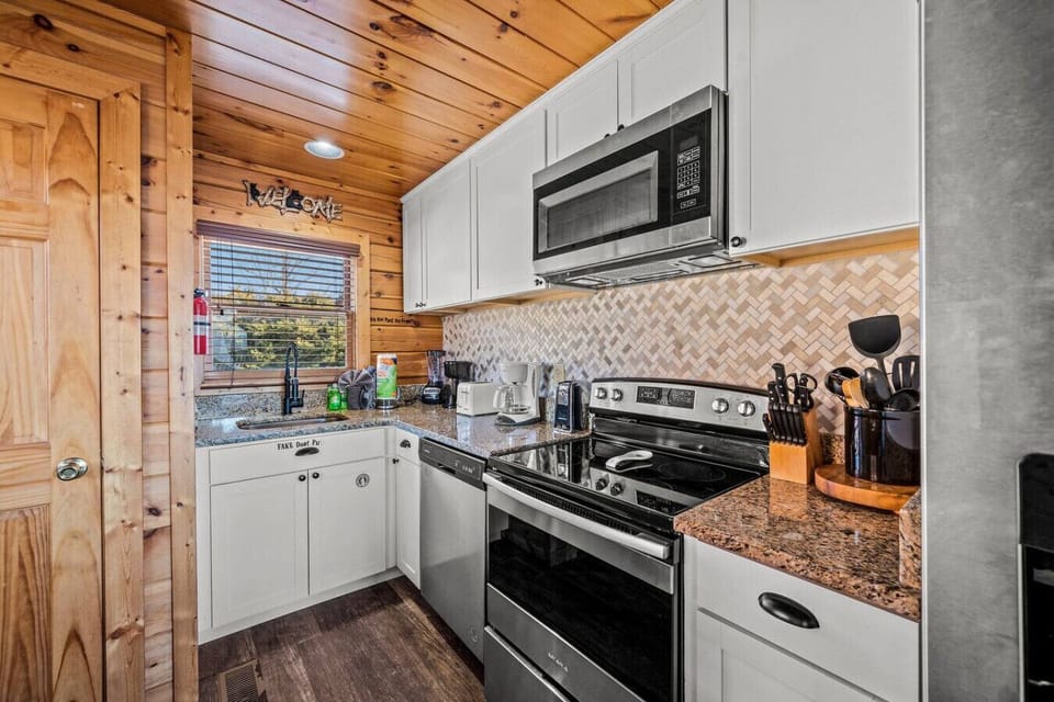 The perfect place to make a meal. A standard coffee maker is provided along with a blender, toaster, and other essentials.