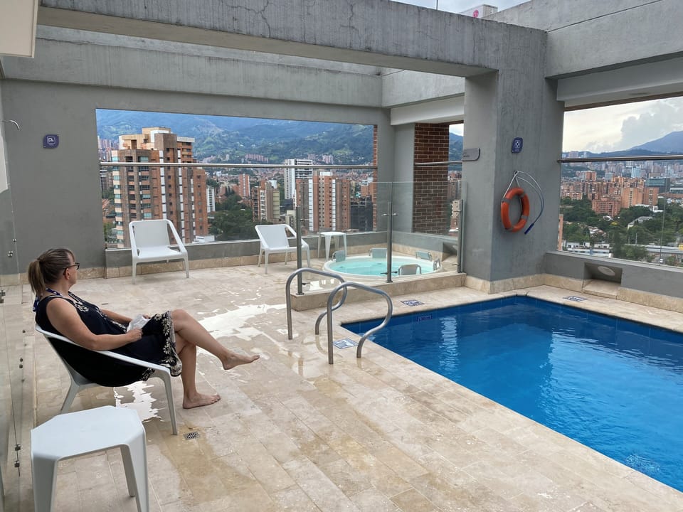 Pool and hot tub.  Sauna and not shown.