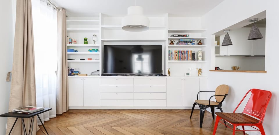 Living room with large TV