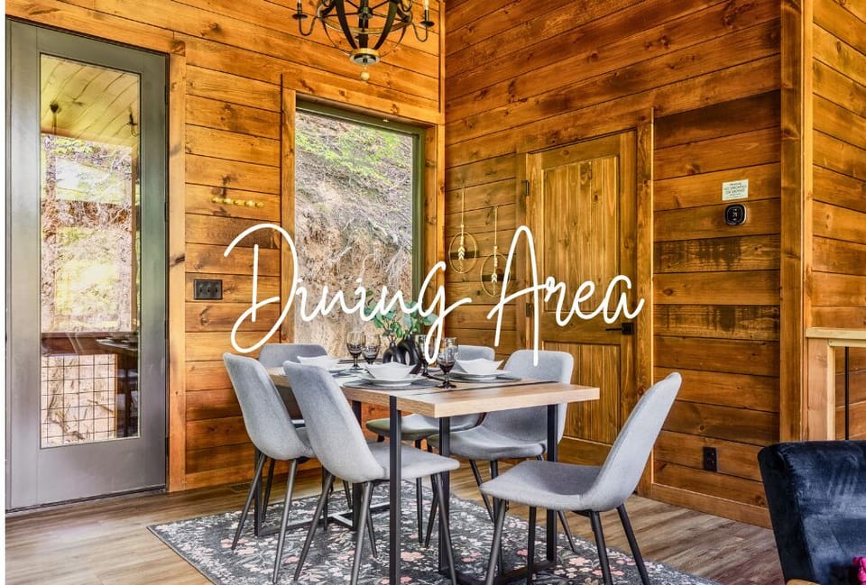 Gather around the table and enjoy delicious meals in this dining room.