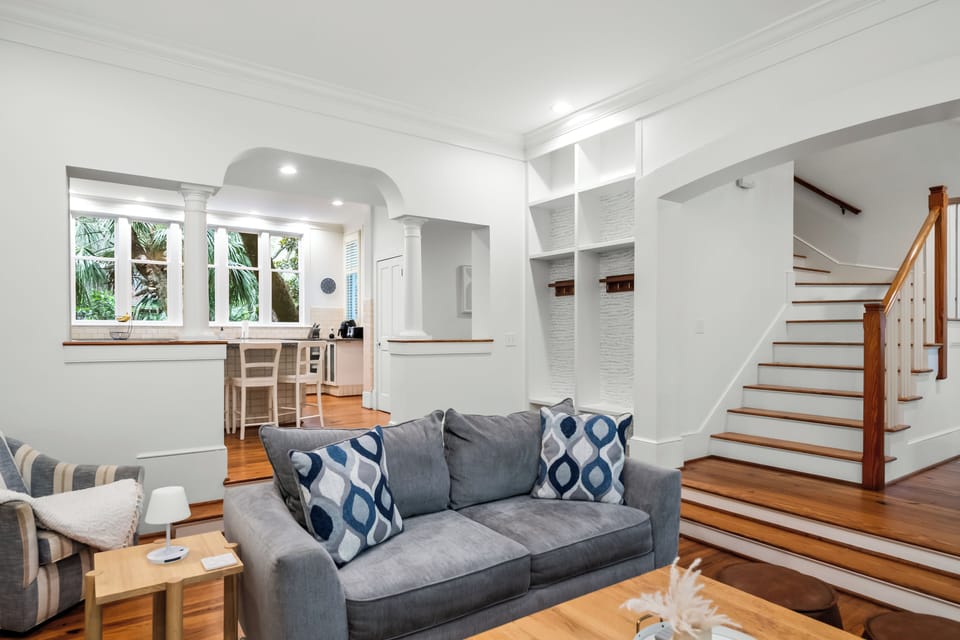 Family Room/ Stairs to lead to Second Floor/ Kitchen