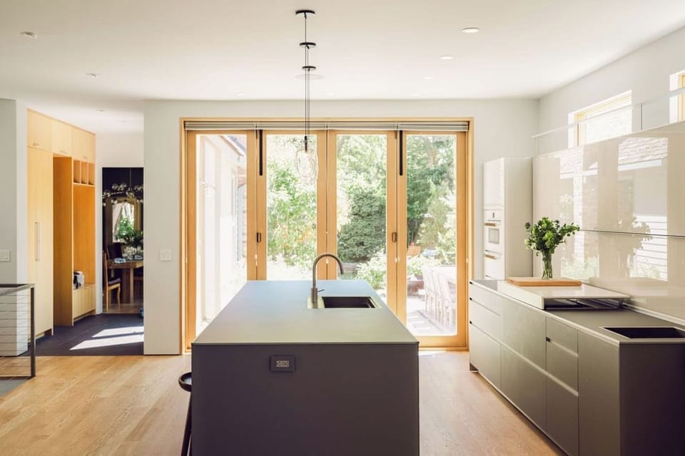 Floor to ceiling sliding glass wall