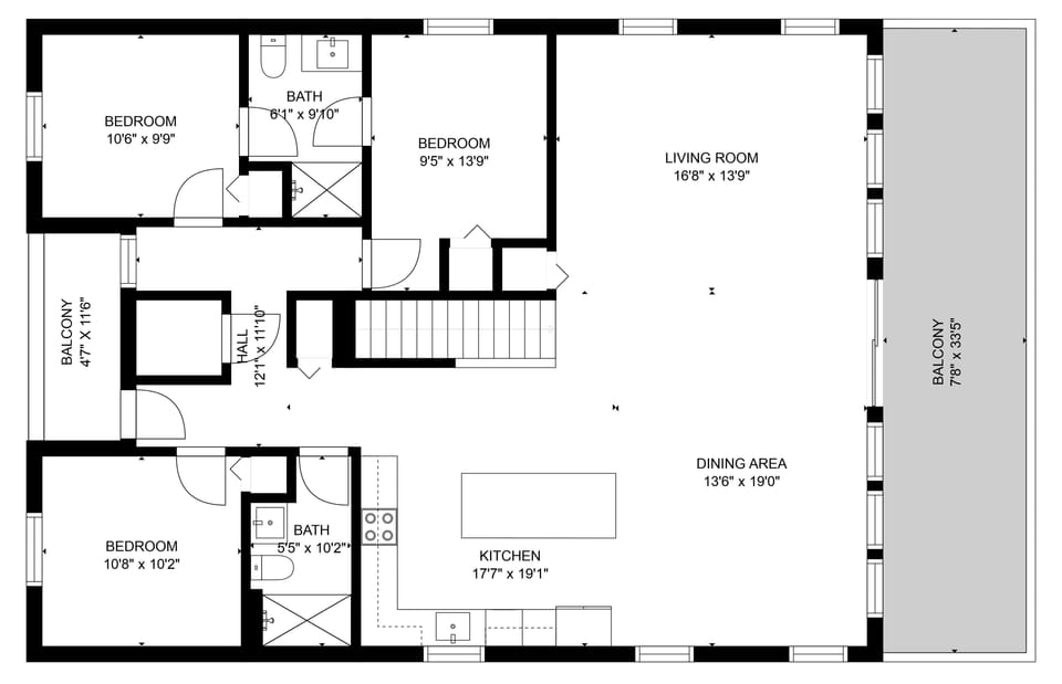 All upstairs bedrooms have King Beds. All upstairs bathrooms have showers.