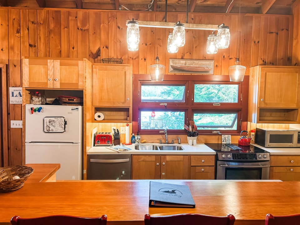 View from island.  New dishwasher and lighting installed.