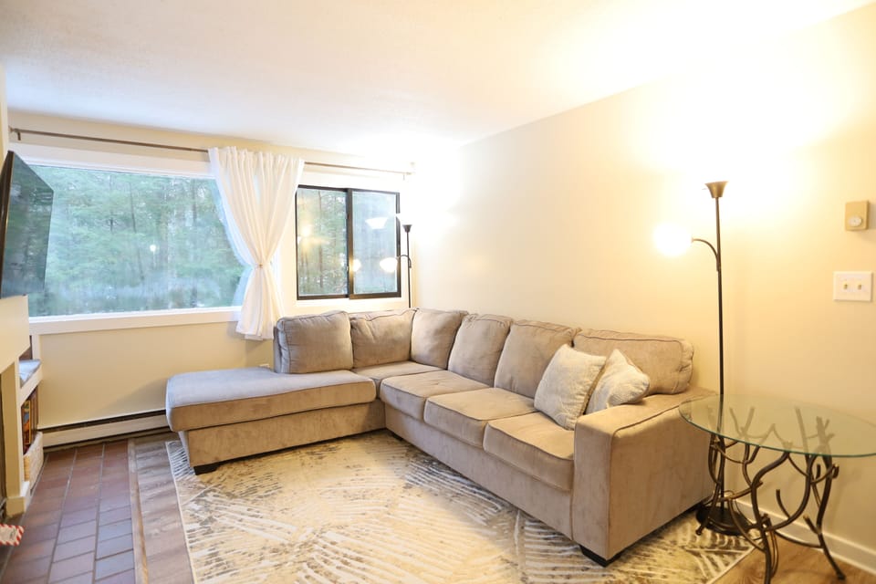 Living Room with TV and Board Games in condo Near Town Square