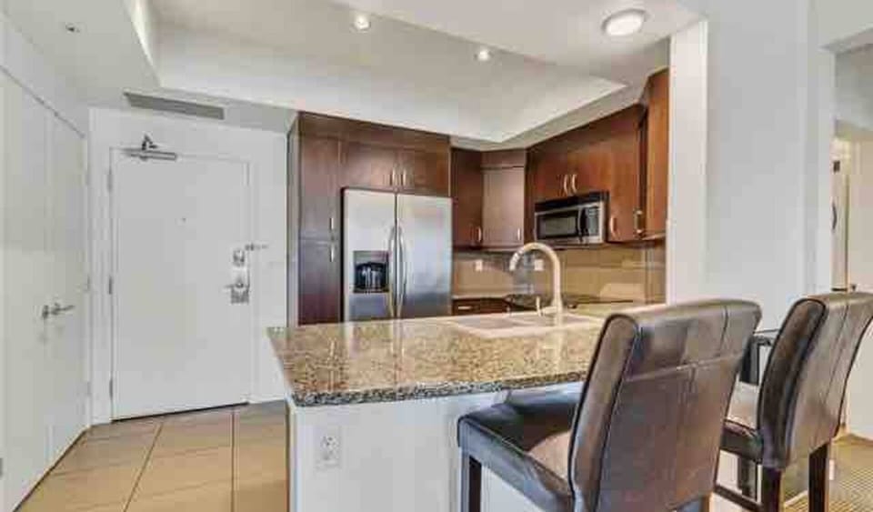 Kitchen is fully stocked and functional 