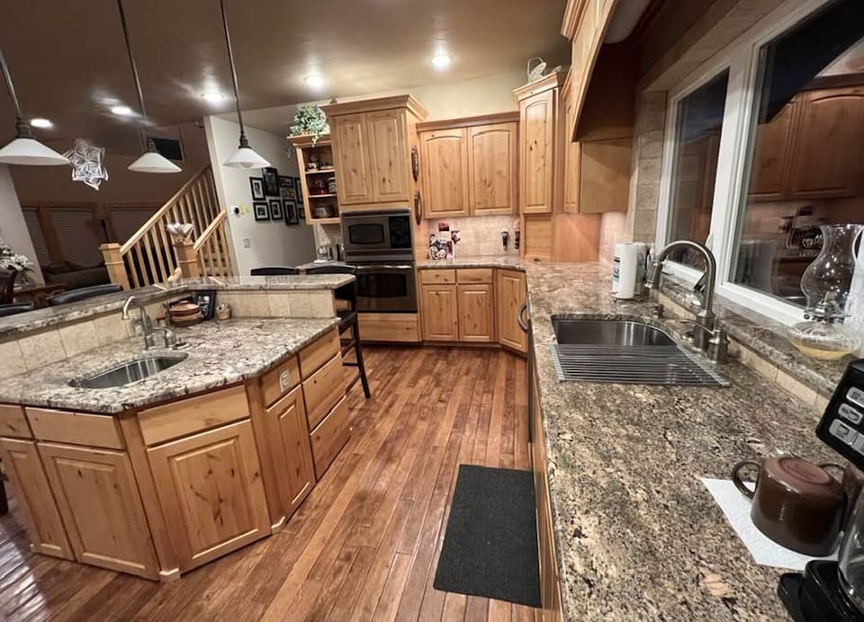 Kitchen window is a "pass-thru" window for easy front deck dining.