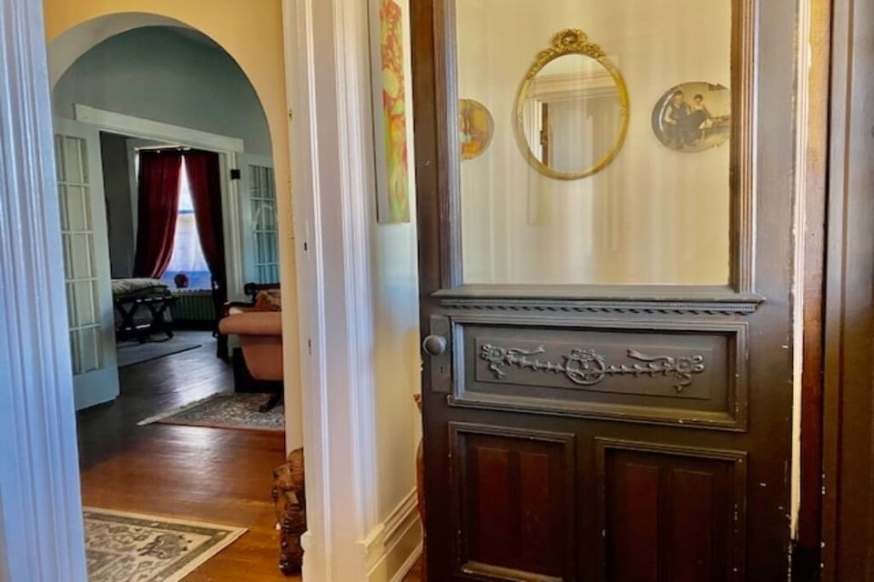 Original antique door with trantham window!