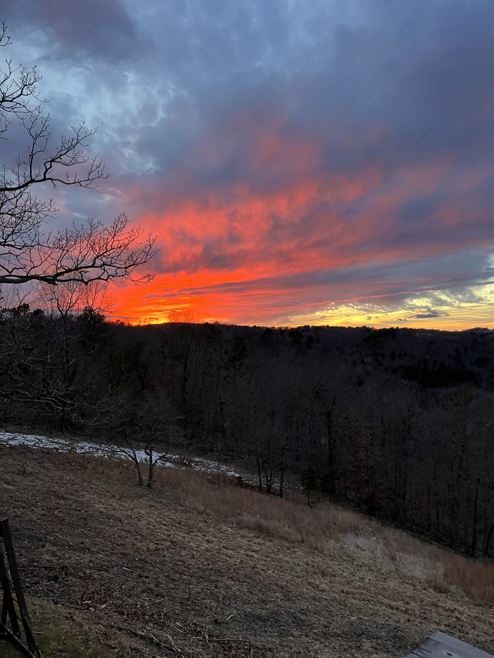 The sunsets can be seen from points around the property, but not from this cabin