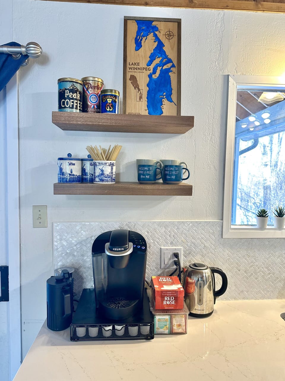 Our coffee and tea area has plenty of options for everyone!