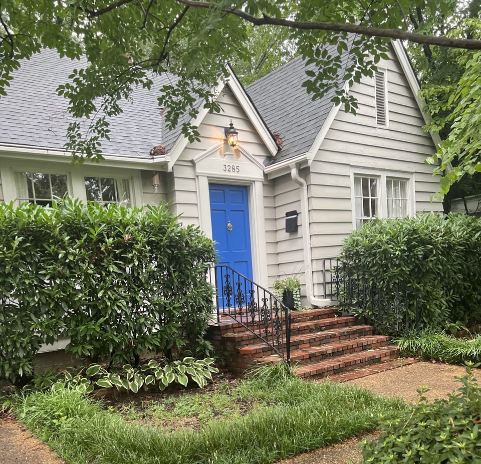 Front of House- You can't miss the blue door.  Paint color- Blue Suede Shoes