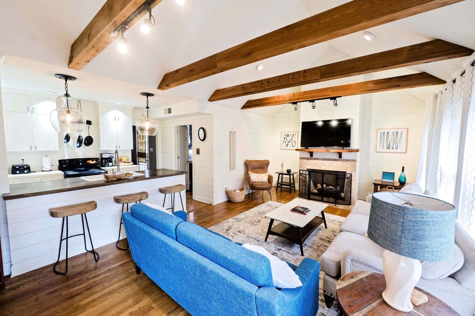 Seating at the kitchen counter for eating while watching your favorite show.