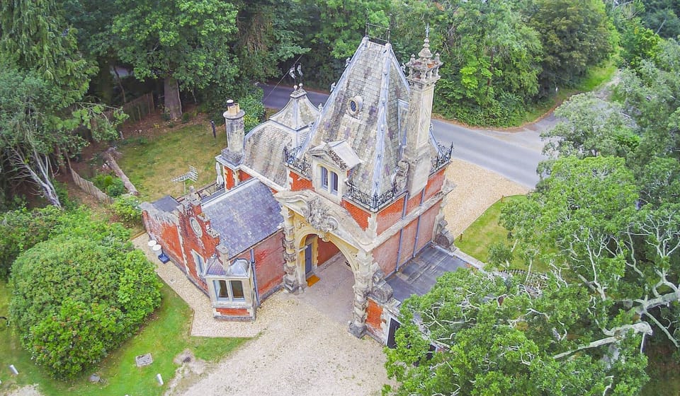 Rear aerial view of North Lodge
