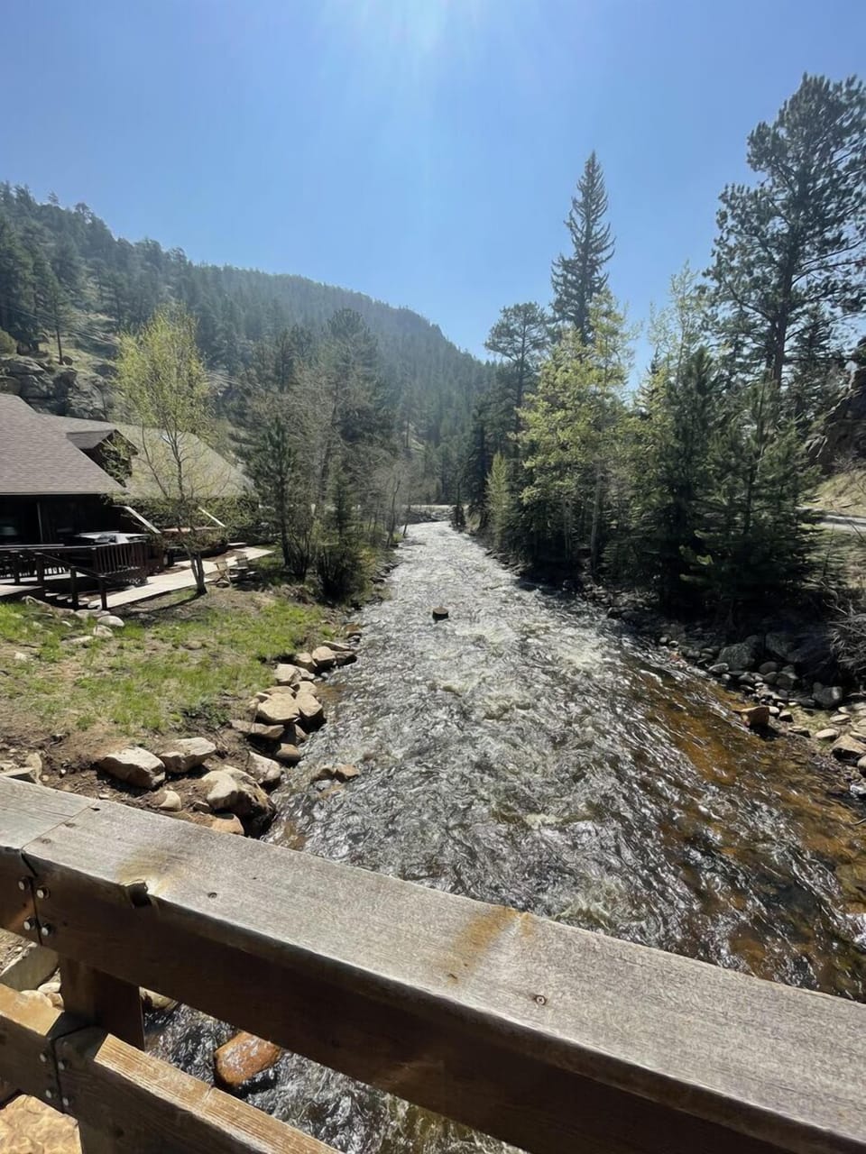 View of patio from bridge