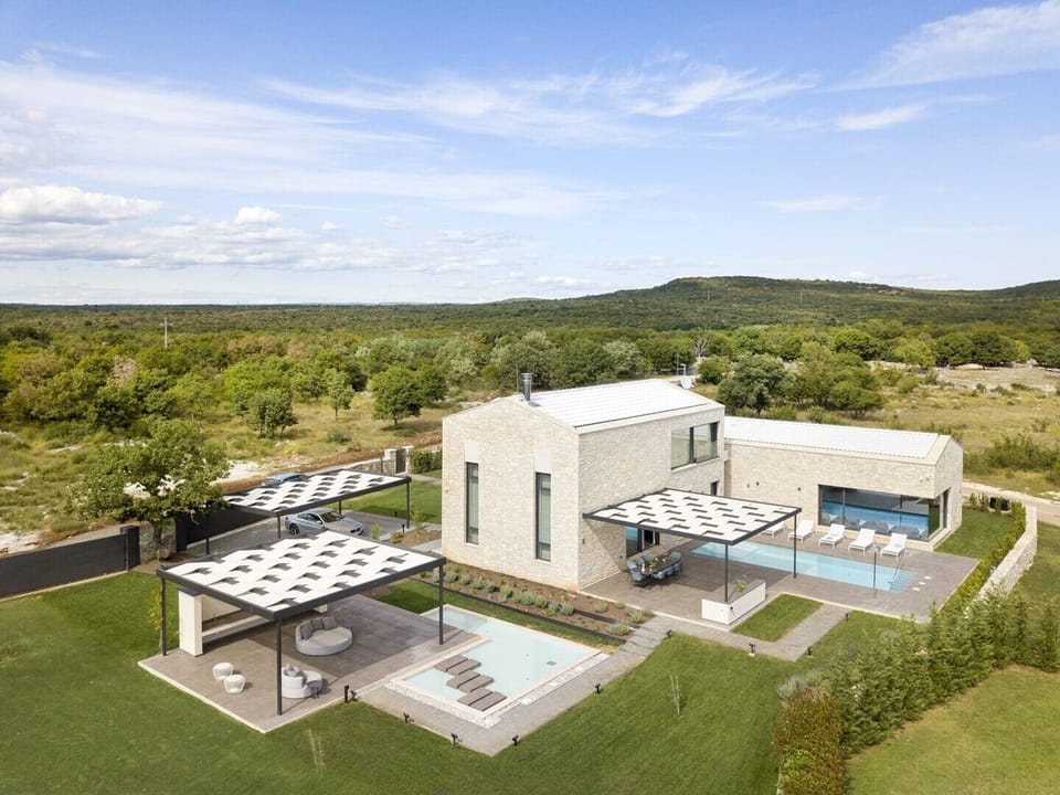 View of the Croatia luxurious villa Art Zen Istria with a pool and parking in the town of Bale in Istria