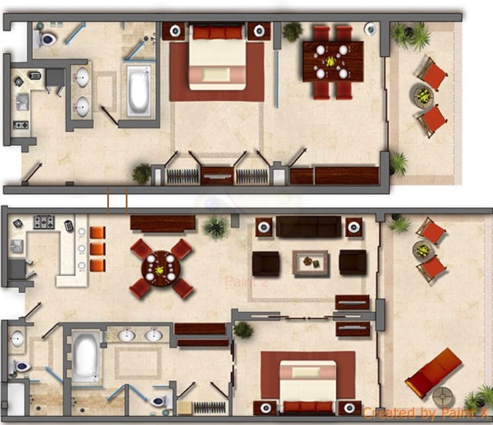 "Lock-off"= Grand Studio (737 sq ft) + Grand Master Suite (1,249 sq ft) 