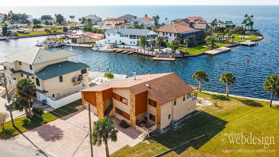 Aerial view of the home