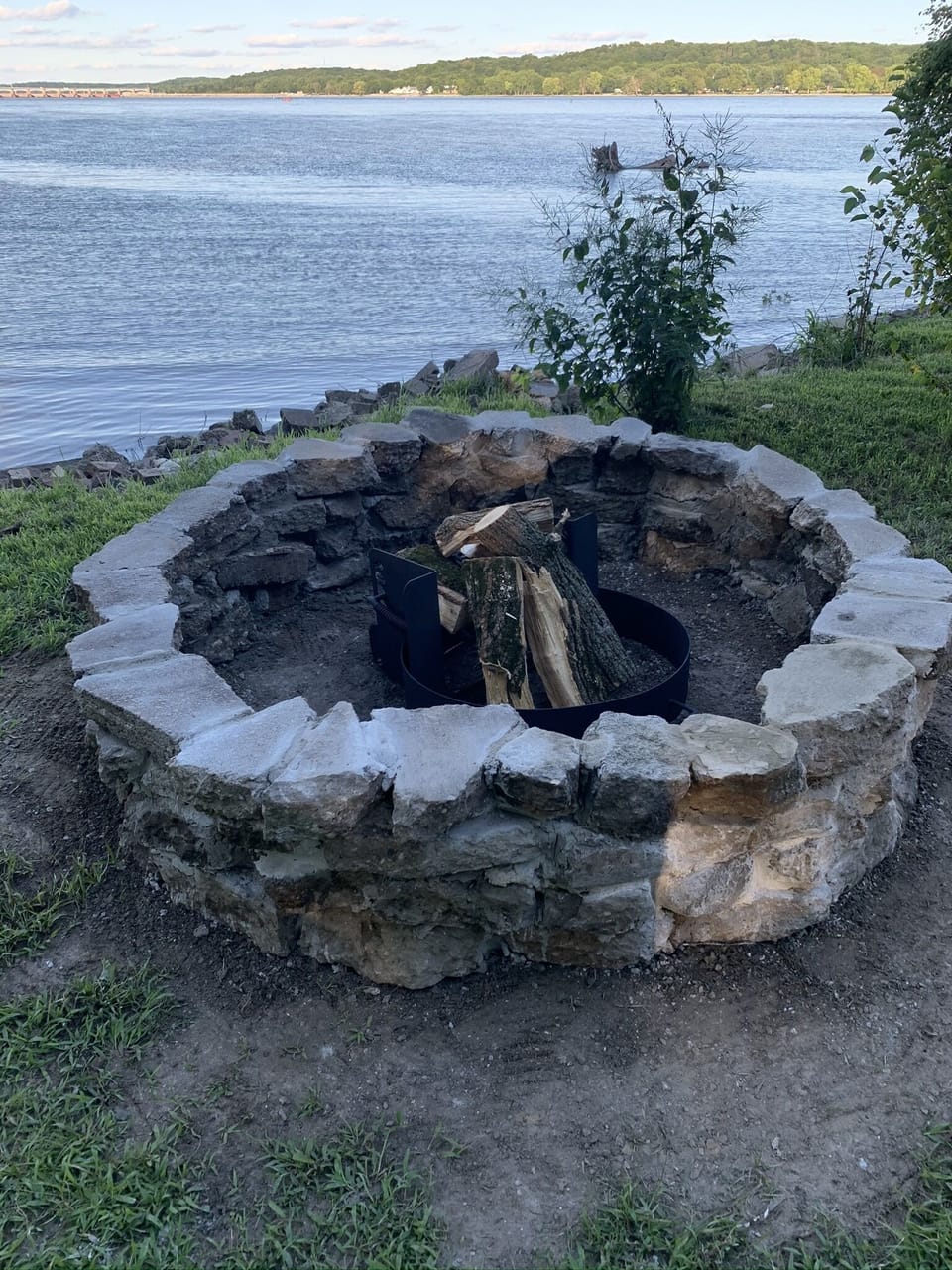 Outdoor firepit by River during nice weather.  Secluded and private.