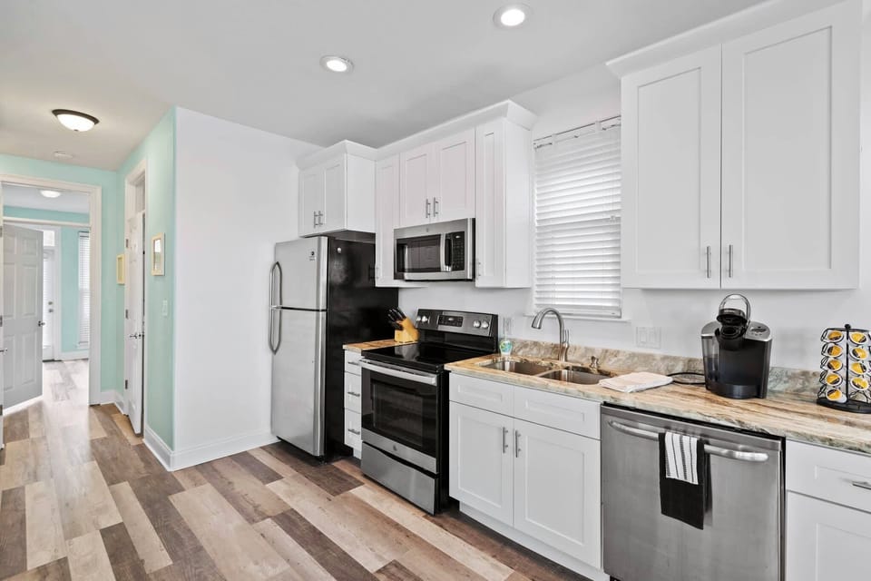 Clean and Beautiful kitchen area overlooking the lake