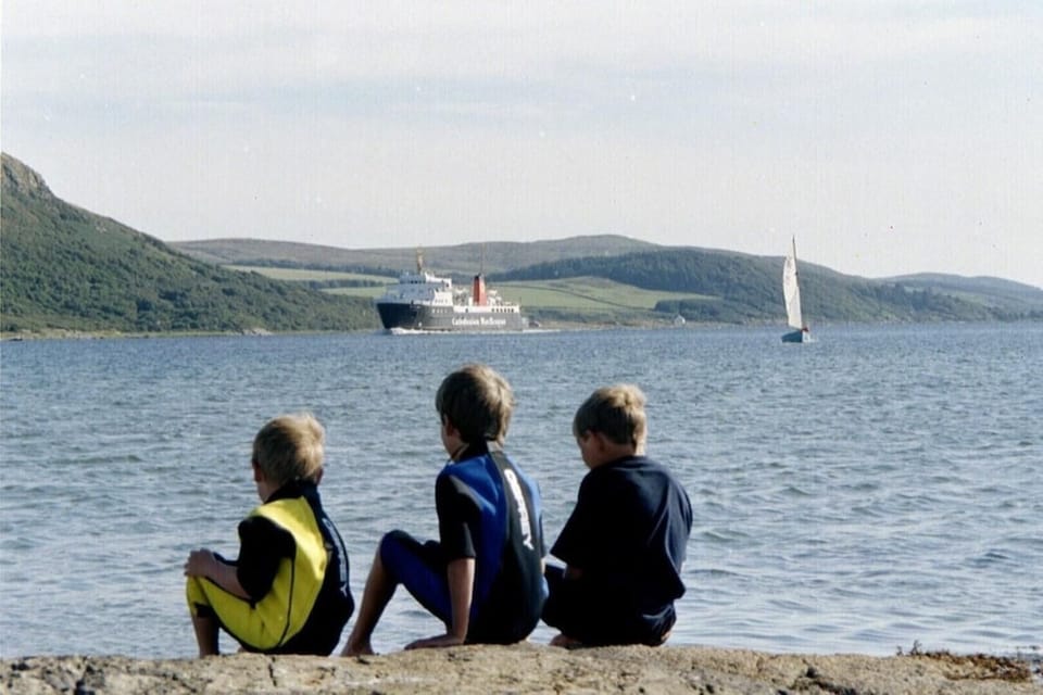 Watching the Islay ferry come in from the beach hut.
