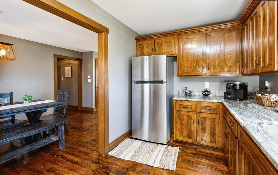 Full stocked kitchen and large dining table