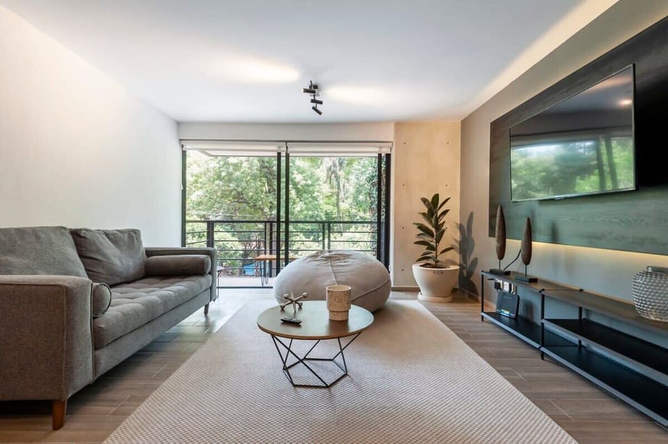 Living room with smart tv